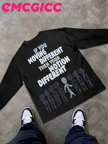 EMCGICC Street Life Men's Y2k Style (250 Cotton T-Shirt) Long Sleeve Shirt, Cotton Graphic T-Shirt, Men's Hip Hop Style - Long Sleeve T-Shirt, Fun Vintage Shirt, Regular Fit, Street Style, Halloween, Digital Print, Ideal Gift - màu đen - Xem 4