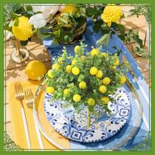 Blue Tiles Lemon Table Centerpiece Decor Amalfi Coast Box Decorations With Artificial Lemon Branches For Capri Mediterranean Positano Wedding Birthday Party Decor 4 Sets - Nhiều màu - Xem 4