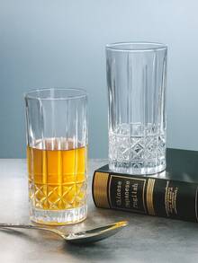 6-Piece Minimalist Transparent Glass Water Cup Set, Suitable For Home Use, Coffee Cups, Juice Cups, Whiskey Cups, Straight-Sided Textured Beverage Cups, Multiple Sizes Available, Party Table Cups. - DM336-2 (370ml) - View 2