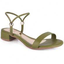 Women's Low Heel Sandal With Adjustable Strap 2 In 1 Everyday Basic Comfortable Promotion - Màu xanh lá cây đậm - Xem 1