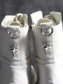 2 件复古哥特式星形吊坠可拆卸鞋饰，金属朋克装饰，适用于帆布鞋、靴子、时尚配饰 - 銀色 - 查看 1