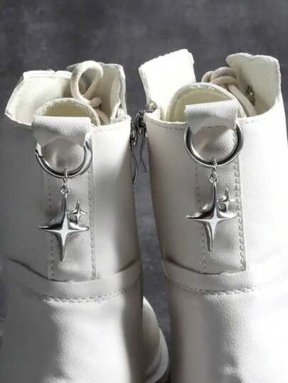 2pcs Retro Gothic Star Pendant Detachable Shoe Charms, Metal Punk Decor For Canvas Shoes, Boots, Fashion Accessories