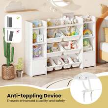 Lifezeal 4-Tier Large Storage Cabinet With 6 Cubbies & 8 Removable Bins Bookshelf - White - View 6