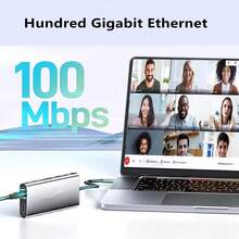 NUO XI 11 合 1 USB C 集线器适配器，带 4K USB C 转 HDTV、VGA、100Mbps 以太网、100W PD、3 USB-A 5Gbps、MicroSD/SD 读卡器，兼容大多数 C 型设备 - 灰色 - 查看 7