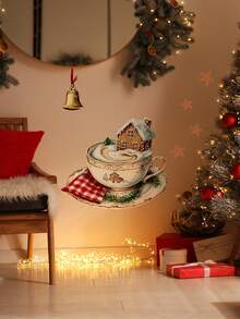 1/2/3pcs Christmas Wall Stickers, Christmas Elements Coffee Cup Bell Wall Stickers, Living Room Bedroom Festive Background Decorative Wall Stickers, Self-Adhesive, Removable.Perfect Christmas Gift For Lovers, Parents And Friends.