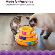 3-Level Cat Track Toy With 6 Balls, Interactive Indoor Toy For Cats, Orange Tower Of Tracks One-Size - mặc định - Xem 4