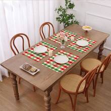 Manteles individuales de lino a cuadros rojos y verdes, almohadillas aislantes del calor, manteles para alimentos, suministros para restaurantes, decoración de restaurantes, manteles para picnic al aire libre, regalos, manteles navideños, aptos para restaurantes, cocinas, exteriores, picnics y festividades - Multicolor - Ver 6