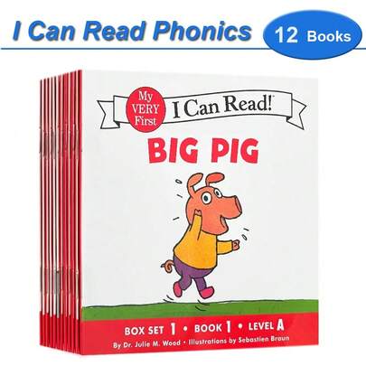 12pcs Books - I Can Read Nature Phonics, Big Pig, My First Picture English Learning Book, Children's Pocket Story Books, Children's Educational Books, Preschool Educational Books, School, Student, Stationery, Learning Supplies, Toy Stories, Phonics, Children's Books, Phonics, Reading Books, Children's Books