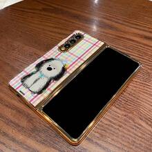 Luxury PU Leather Case, Leather Texture Feel Cartoon Animals And Cloud Print Foldable Mobile Phone Case Compatible With Sam Galaxy Z FLIP FLOP 3 4 5 6 Gold Plated PC Cellphone Protective Shell Design For MOTO RAZR 40 50 60 ULTRA - Dog - 查看 2