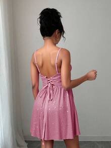Vestido corto lentejuela sexy elegante dama mujer noche fiesta festival graduación cocktail boda noche vaccaciones jardín playa primavera verano - Rosa - Ver 3