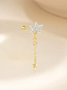 1 件 925 纯银蓝蛋白石耳钉耳钉美杜莎耳屏唇钉耳钉唇环前穿刺饰品女士 - 金色 - 查看 7