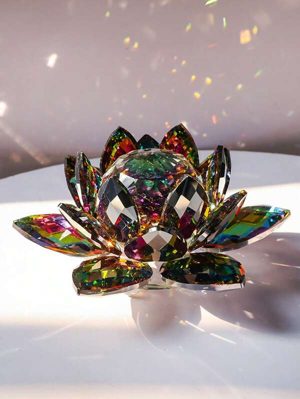 1pc Crystal Glass Lotus Decor - Handmade Table Centerpiece Glass Ornaments, Suitable For Home, Office Desk, And Display Case. Perfect As A Gift For Birthday, Graduation, Wedding, Christmas, And Parties.