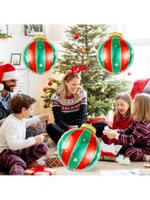 2/4 piezas Bolas de adorno rojas y verdes de Navidad, adecuadas para decoración de fiestas navideñas, decoración con tema rojo y verde, prop con tema de bolas de Navidad para fotografía, decoración para ambiente navideño, decoración navideña para el hogar, adornos de Año Nuevo, se pueden usar para chimenea, pared, techo, etc.
