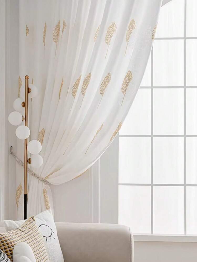 1pc Elegant European Style Embroidered Sheer Curtain, Dust-Proof And Translucent For Bedroom And Living Room - Multicolor - View 10