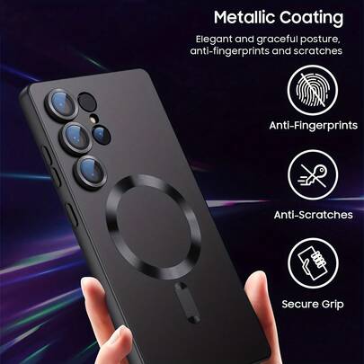 Funda magnética de lujo para Magsafe para Galaxy S24 S25 S22 S23 Ultra Plus S20 S21 FE Note 20 A35 A55 A05 A15, funda de TPU suave