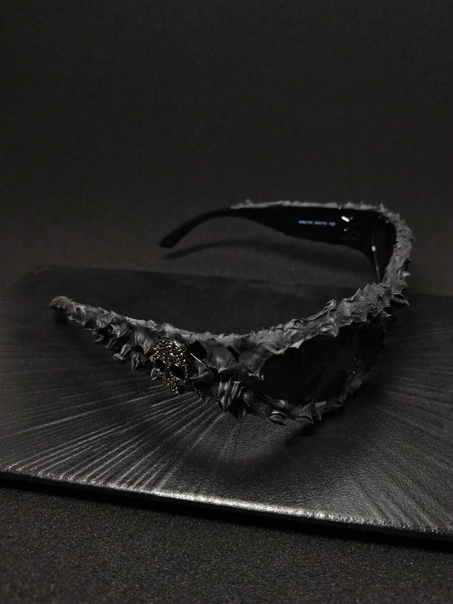 1 件骷髅装饰滴胶手工随机效果不对称复古波西米亚优雅派对镜框男女通用时尚眼镜