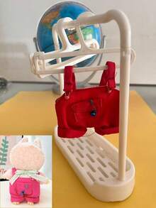 1 قطعة ملابس دمية و 6 قطع شماعات دمية و 1 قطعة حامل عرض، إكسسوارات لدمية مقاس 15/17 سم، سلسلة مفاتيح لملابس ، بذلة عمل، بوت