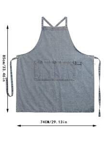 1pc Korean Style Thick Cotton Canvas Denim Apron, Anti-Stain Household Kitchen Work Uniform Bib, Barista Apron - Multicolor - View 5