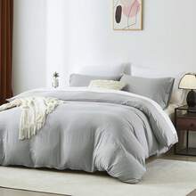 2PCS/3PCS Minimalist Style Duvet Cover Set(1 Duvet Cover+ 1/2 Pillowshams), No A Comforter,No Quilt, No Filling, Machine Washable Durable Summer Bedding Set, Lightweight Set, Breathable, All-Season, Wonderful Room Decor, Holiday Gift - Grey - View 6