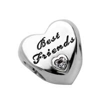 PANDORA 潘朵拉 好朋友串珠女士銀色925銀永恆朋友愛心串飾串珠DIY串珠手鍊串珠送女友送媽媽送孩子聖誕禮物生日禮物開學禮物 791727CZ - 銀色 - 查看 4