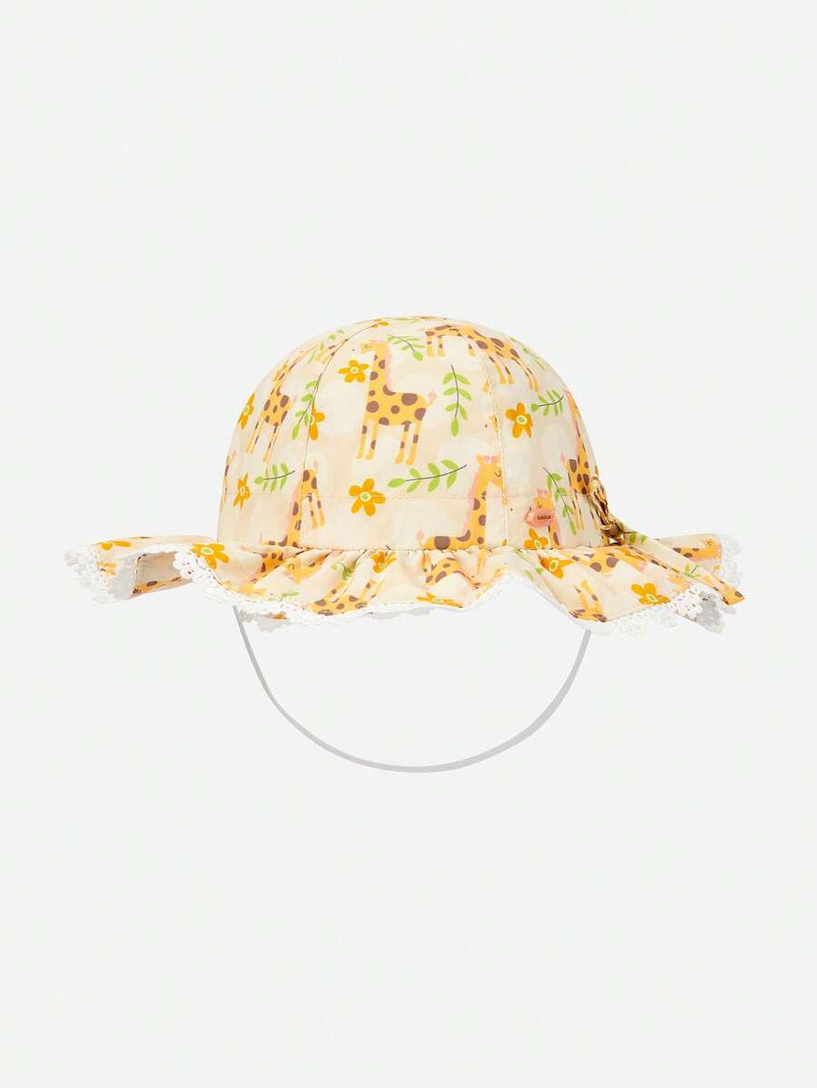 Balabala Baby Sun Hat Floral Brim Cute Fashionable Sun Protection - Yellow-green Hue - View 1