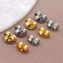 20/50pcs Stainless Steel Butterfly Safety Earrings Backs Ear Nuts Earring Backs Replacements For Studs Earrings Stoppers - Multicolor - View 7