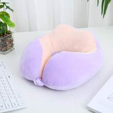New Solid Color Camel Hump Pattern Cotton Pillow, Portable Neck Pillow Suitable For Outdoor Travel, Office Nap, With Magnetic Storage Function U-Shaped Fabric Pillow - Multicolor - View 8
