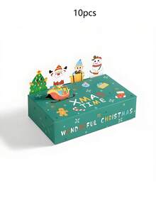 10pcs Christmas Gift Boxes – 3D Santa, Snowman & Reindeer Designs, Paper, Decorative Lollipop Closure | For Cookies, Holiday Treats & Festive Gifting Christmas Christmas Decorations Christmas Pajamas Christmas Gifts Christmas Decor - Multicolor - View 10