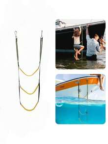 1 Stück aufblasbarer Bootssteigbügel, faltbare Hänge-Leiter für aufblasbare Boote, Yachten, hergestellt aus Nylongewebe und Edelstahl-Haken, erschwinglich, leicht zu tragen und zu verstauen, geeignet für reguläre aufblasbare Boote und Beiboote. Praktisch für Benutzer zum Ein- und Aussteigen des Bootes bei Lässig-Angeln oder Wassersportaktivitäten.