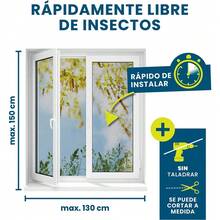 Mosquitera para ventana, recortable individualmente hasta un máximo de 150 x 130 cm, sin necesidad de taladrar ni atornillar, fijación con 16 imanes. - Blanco - Ver 6