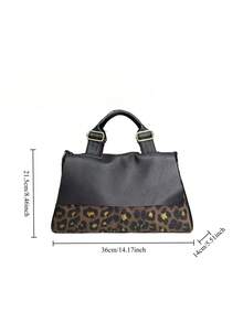 Y2K Fashion Personalized Women's Handbag, Street Punk Leopard Print Shoulder Bag, Multi-Pocket Design, Detachable Strap - Black - View 3