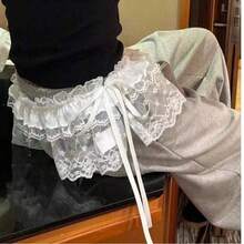 1pc Layered Lace Anti-Flashing High Waist Short Slip Skirt With Elastic Waistband