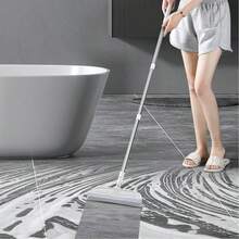 [Magic Broom Double-Sided] 1pc Pro Clean Magic Broom Double-Sided Silicone Scraper, Detachable Head Lightweight Plastic Handle For Easy Cleaning Of Hard Floors & Carpets, Ideal For Bathroom, Kitchen, Living Room, Broom Sweeping Floor - Grey - View 6