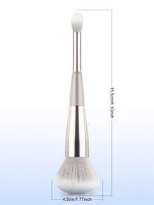 1pc Dual-Ended Powder Brush + Blending Brush 2-In-1 Portable Makeup Brush
