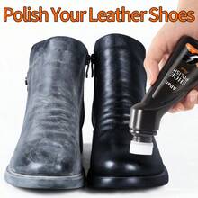 100ml Black Liquid Shoe Polish, Instant Shoe Shine, With Sponge Applicator, Suitable For Dress Shoes, Boots, Jackets