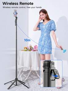 TOKQI 180cm/70.87In Aluminum Alloy Selfie Stick With Reinforced Tripod,Multifunctional Bluetooth Remote Phone Holder With Fill Lights,Extendable & Portable Phone Tripod, Compatible With IOS Android Smartphone For Summer Vacation, Travel, Outdoor Activities, Live Streaming Tripod Stand - Multicolor - View 5