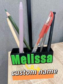 3D Printed Custom Name Pen Holder - Personalized Engraved Office Desk Gift - Multicolor - View 1