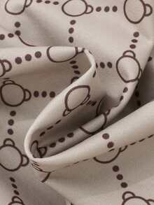 Conjunto de sudadera de cuello redondo de manga larga con estampado de letras y parches + pantalones con estampado de oso y parches para niños pequeños en otoño/invierno - Albaricoque - Ver 8