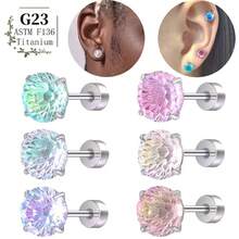 SENLANSP 1pc Luxury G23 Titanium Internally Threaded Dermal Anchor With Synthetic Opal Centered Rose, Perfect Gift, Hypoallergenic, Comfortable Wear