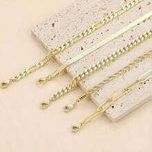 5pcs Bohemian Minimalist Hand Jewelry  Metal Chain Set Multi-Layered Chain Minimalist Bracelet For Women - Yellow Gold - View 3