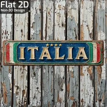 1 pièce Panneau métallique vintage italien 2D plat - Art mural en fer, conçu "Italie", idéal pour la cour avant, le garage, le porche, la décoration de la chambre - Cadeau parfait pour les fans de football et la décoration de la maison, la décoration extérieure, la décoration de la pièce - Multicolore - Voir 7