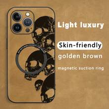 Funda magnética para teléfono con diseño de calavera, de imitación de piel de oveja, compatible con los modelos 12, 13, 14, 15, 16 Plus, Pro y Pro. Elegante y de alta calidad. Una excelente opción. - Colores mixtos 1 - Ver 2