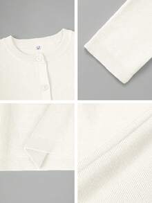 Live To Mo Fspring Break Outfits Butter Yellow Cardigan With Long Sleeves And Buttons, Casual Y2K Style. Perfect For Valentine's Day, Going Out Tops Women And Daily Wear. - White - View 11