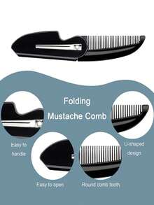 1pc Folding Beard Comb Beard Comb Small Pocket Comb Men's Daily Beauty And Hair Care Travel Essential Men's Beard Styling Folding Comb, Oil Head Styling, Smooth Straight Hair, Multifunctional Hair Cutting Comb, Beard And Beard Trimming Tools | Fashion Design | Plastic Brush, Beard Trimming
