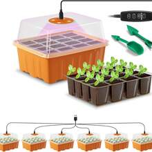 Yogle Plants Seed Starter Trays With Grow Light 12 Holes Per Tray Nursery Pots Lamp USB Powered Full Spectrum LED Growing Lights For Indoor Plant Seedling Flowers Greenhouse Trays
