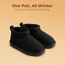 Kids' Winter Snow Boots - Warm Ankle-Length Waterproof Shoes With Faux Fur, Non-Slip For Boys & Girls - 黑與白 - 查看 4