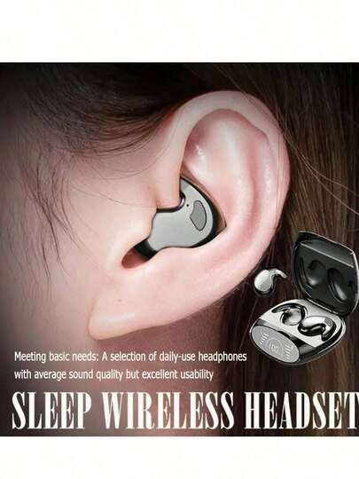 擁有超長待機時間的無線耳機，實現完美睡眠-超薄入耳運動耳機，與蘋果和安卓兼容