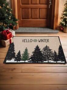 1pc Hello Winter Christmas Welcome Doormat, Christmas Decorations Floor Mat, Christmas Tree Design Floor Mat, Carpet, Mat And Washable Floor Mat, Rug, Welcome Doormat, Christmas Party Decor, Christmas Ornaments, Christmas Kitchen Decoration Floor Mat, Home Decor, Xmas, Christmas Eve, Christmas Gifts, Christmas Decor, Winter Decor, 2026 New Year Decorations - Christmas Tree Silhouette - View 7