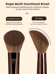 MAANGE 1/2/6件套专业化妆刷套装，可重复使用便携式化妆刷，包括散粉刷、腮红刷、遮瑕刷、修容刷、鼻刷、细节刷、粉底刷，适用于液体化妆品，适合日常面部彩妆，赠品 - 咖啡棕 - 查看 8