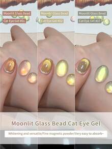 annies 5g Moon Colored Glass Bead Cat Magnetic Gel Polish - Soak Off UV/LED Flashing White Cat Eye Gel Nail Salon DIY1pcs/3pcs - 彩色 - 查看 9